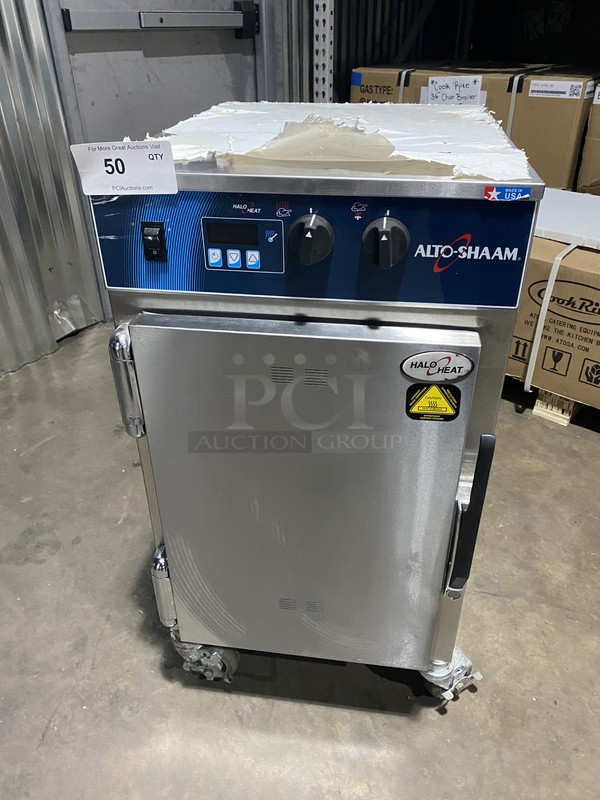 GREAT! NEW! OUT OF THE BOX! NEVER USED! Alto Shaam Commercial Under The Counter Electric Halo Heat Cook-N-Hold Oven! With Solid Door! All Stainless Steel! Model 500TH/II Serial 963838000! 120V 1Phase! On Commercial Casters!
