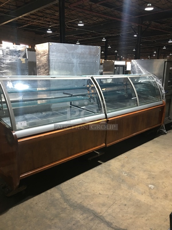 BEAUTIFUL! Rossi Commercial Half Refrigerated Half Dry Deli/Bakery Display Case! With Curved Front Glass! With Underneath Storage Space! With Sliding Rear Doors! Model MATRIXPASTRY2000! 115V 1Phase!
