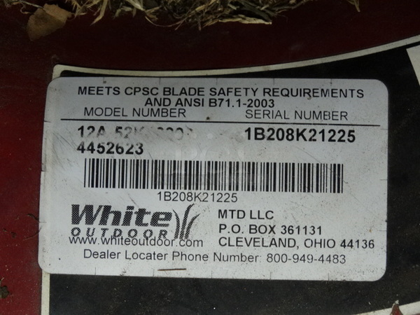 White Model 12A-52M000 Self Propelled Push Mower w/ 22" Cutting Width. Unit Was Working When Parked. 24x70x36 - Image 12 of 12