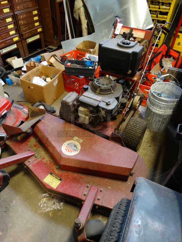 WOW! Giant-Vac Model 14815 Giant Mow Metal Commercial Zero Turn Riding Lawnmower. Unit Was Working When Parked. 57x79x40 - Image 1 of 12