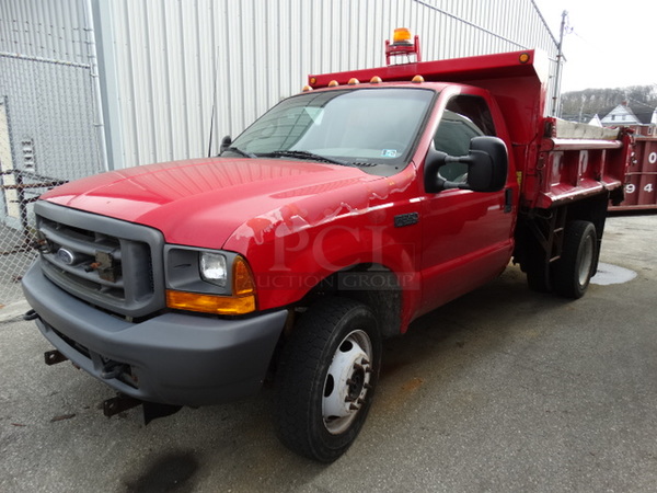 2001 Ford F550 XL Super Duty Truck w/ Galion Model 100USD-9 Dump Body. VIN 1FDAF57F01EC91450. Comes w/ Clean Title. See Lots 25-26 For Additional Pictures.