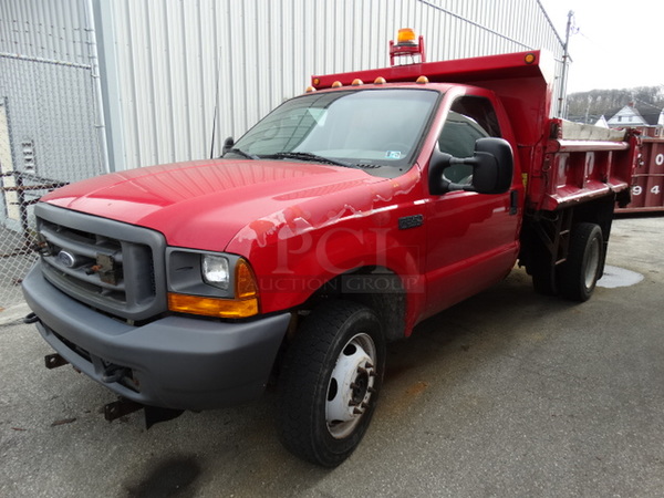 2001 Ford F550 XL Super Duty Truck w/ Galion Model 100USD-9 Dump Body. VIN 1FDAF57F01EC91450. Comes w/ Clean Title. See Lots 25-26 For Additional Pictures. - Image 1 of 12