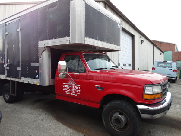 1996 Ford F Super Duty Power Stroke Diesel Truck w/ Morgan Dry Van Box Truck Attachment, Foldaway Steel Liftgate and Etrack Frame In Box. VIN 1FDLF47F1TEA68033. Comes w/ Clean Title. See Lots 28-29 For Additional Pictures! - Image 2 of 12