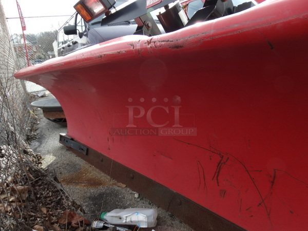 Western Products Red Metal 8' Snow Plow w/ Black Metal Frame and Headlights. Plow Was In Working Condition Last Winter. 96x53x48 - Image 8 of 11