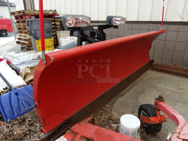 Western Products Pro Plus Red Metal 8' Snow Plow w/ Black Metal Frame and Headlights. Plow Was In Working Condition Last Winter. 103x60x52 - Image 2 of 11