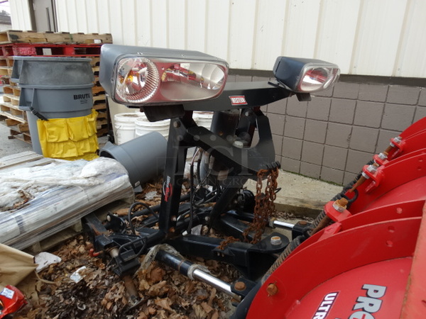 Western Products Pro Plus Red Metal 8' Snow Plow w/ Black Metal Frame and Headlights. Plow Was In Working Condition Last Winter. 103x60x52 - Image 3 of 11