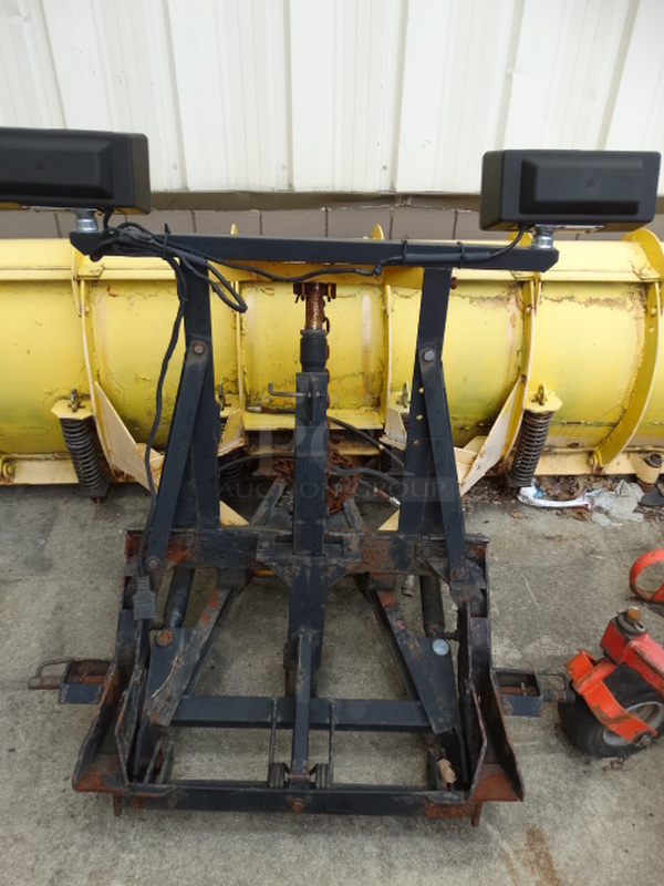 Minute Mount Yellow Metal 8' Snow Plow w/ Black Metal Frame and Headlights. Plow Was In Working Condition Last Winter. 108x55x48 - Image 3 of 9