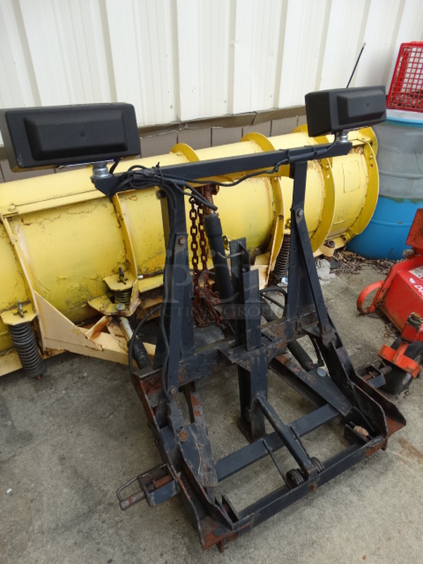 Minute Mount Yellow Metal 8' Snow Plow w/ Black Metal Frame and Headlights. Plow Was In Working Condition Last Winter. 108x55x48 - Image 9 of 9