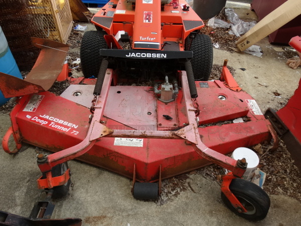 ExMark Jacobsen Turfcat T428D Deep Tunnel 72 Red Metal Commercial Riding Lawnmower. 78x126x48 - Image 3 of 12