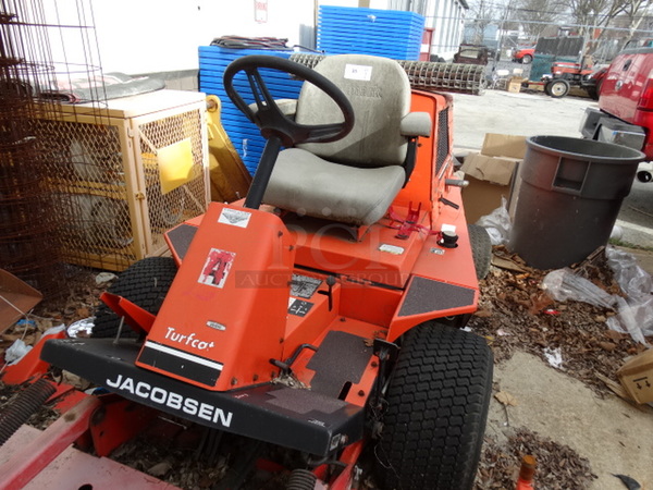 ExMark Jacobsen Turfcat T428D Deep Tunnel 72 Red Metal Commercial Riding Lawnmower. 78x126x48 - Image 4 of 12