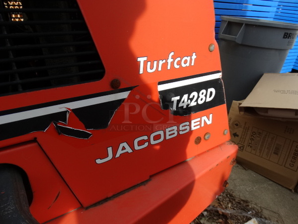 ExMark Jacobsen Turfcat T428D Deep Tunnel 72 Red Metal Commercial Riding Lawnmower. 78x126x48 - Image 11 of 12
