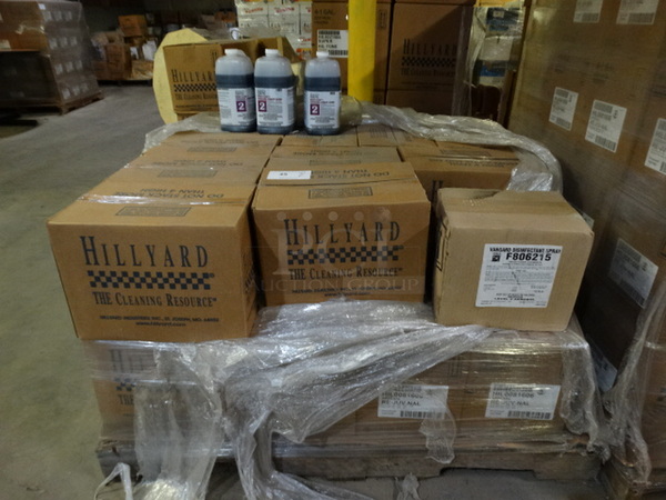ALL ONE MONEY! PALLET LOT of Various Items Including Approximately 19 Cases of Arsenal Re-juv-nal and Vanguard Disinfectant Spray! Pallet: 43x38x24