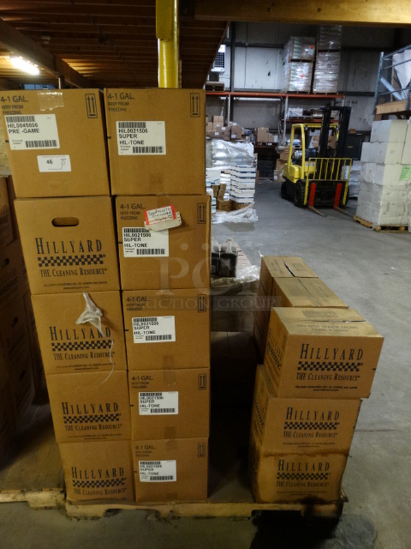 ALL ONE MONEY! PALLET LOT of Various Items Including Hillyard Pre-Game and Hil-Tone Cleaners! Pallet: 48x38x64 - Image 1 of 7