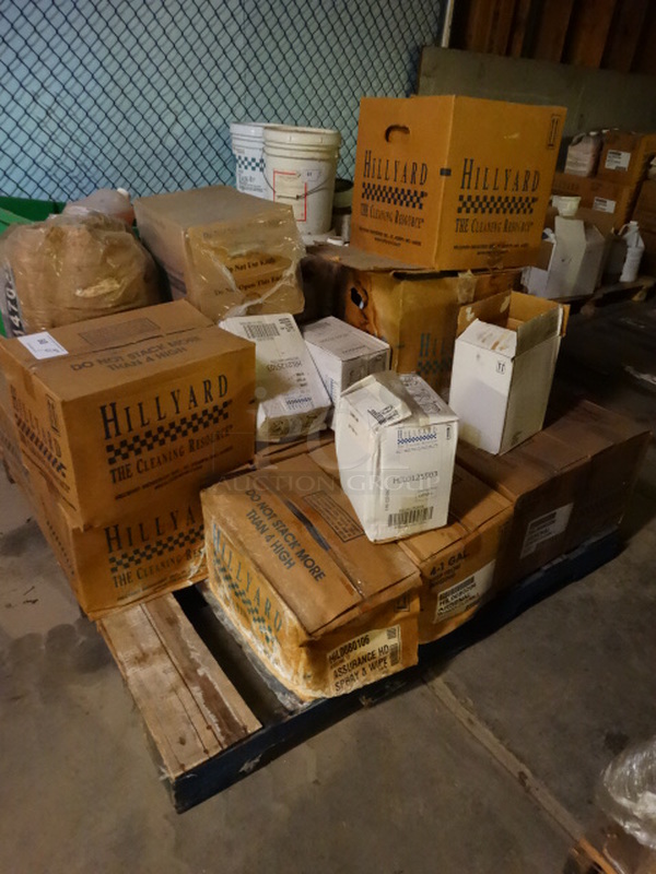 ALL ONE MONEY! PALLET LOT of Various Items Including Hillyard Assurance HD Spray and Wipe and Windo Clean! Pallet: 43x38x34 - Image 2 of 6