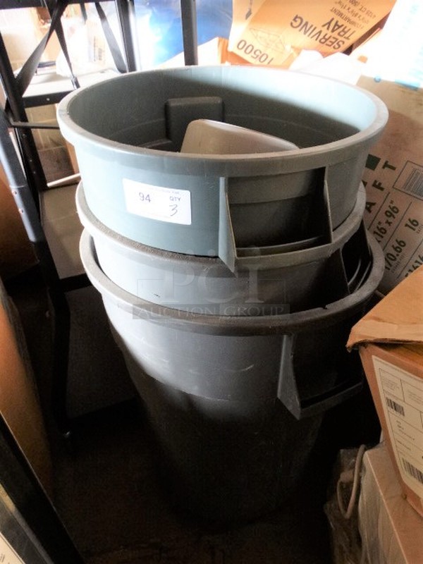 3 Poly Trash Cans. 27x25x36. 3 Times Your Bid!