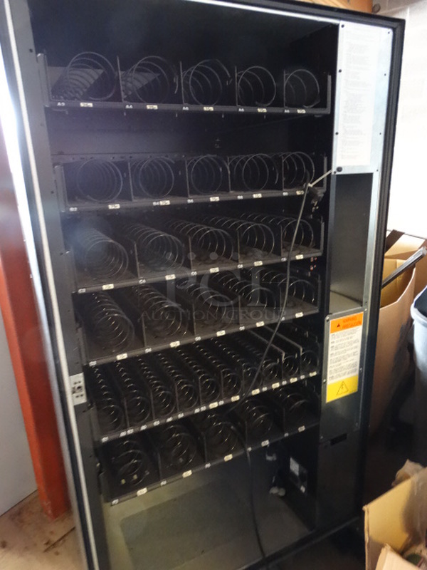 Black Metal Commercial Snack Vending Machine. Missing Front Pane of Glass. 39x28x73 - Image 2 of 5