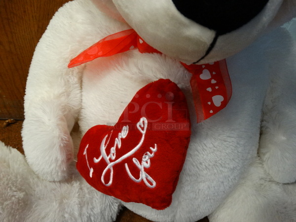 White Valentines Day Stuffed Bear. 27x19x24 - Image 2 of 3