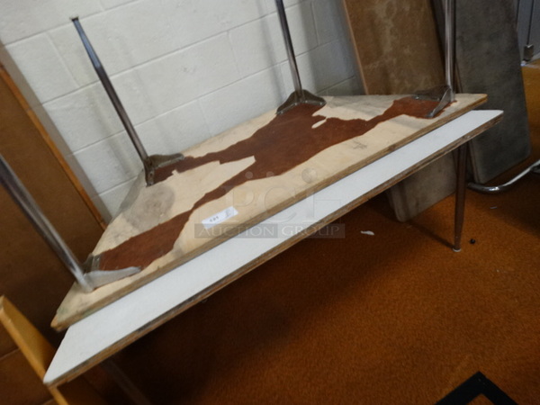 2 Tables; Wood Pattern and White on Metal Legs. 59x25.5x24. 2 Times Your Bid! - Image 2 of 3