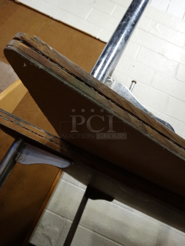 2 Tables; Wood Pattern and White on Metal Legs. 59x25.5x24. 2 Times Your Bid! - Image 3 of 3