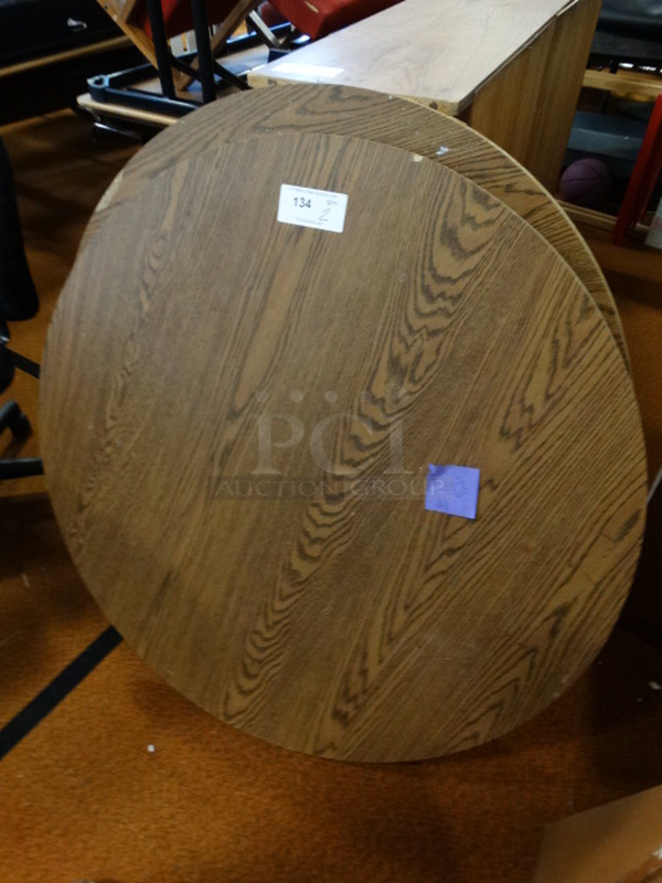 2 Wood Pattern Round Tabletops. 41.5x41.5x1.5. 2 Times Your Bid! - Image 2 of 4
