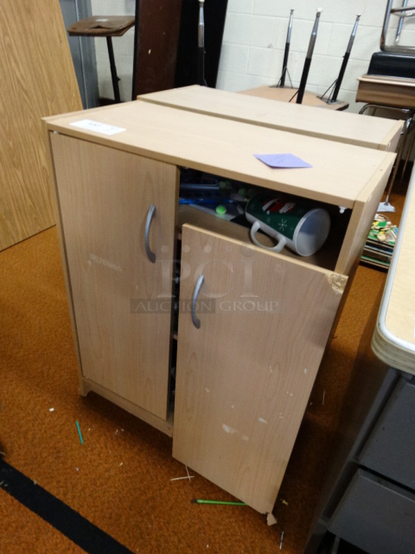 2 Wood Pattern 2 Door Cabinets w/ Contents! 24.5x12x32. 2 Times Your Bid! - Image 2 of 3