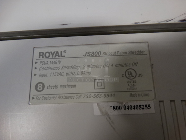 Royal Model JS800 Stripcut Paper Shredder. 115 Volts, 1 Phase. 12x6x3 - Image 4 of 4