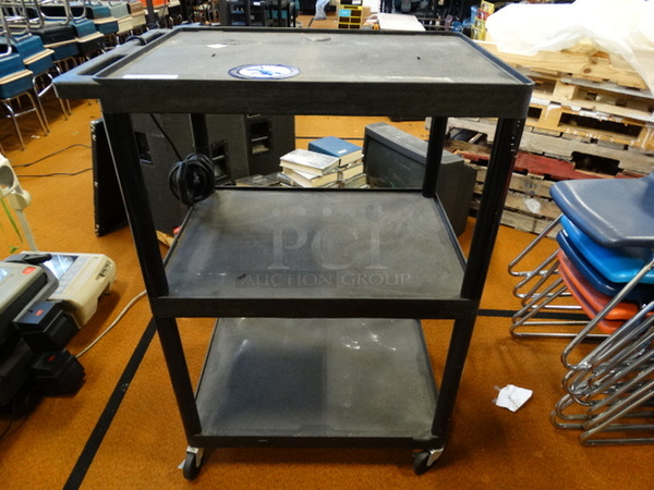 Black Poly 3 Tier Cart on Casters. 24x35x48 - Image 1 of 3