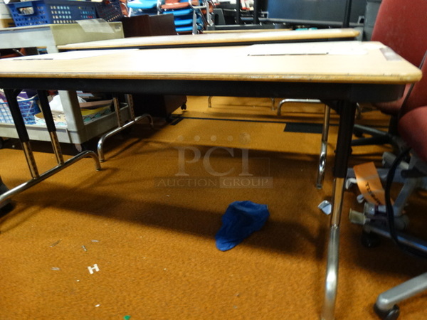 2 Wood Pattern Tables on Metal Legs. 60x30x28. 2 Times Your Bid! - Image 3 of 3