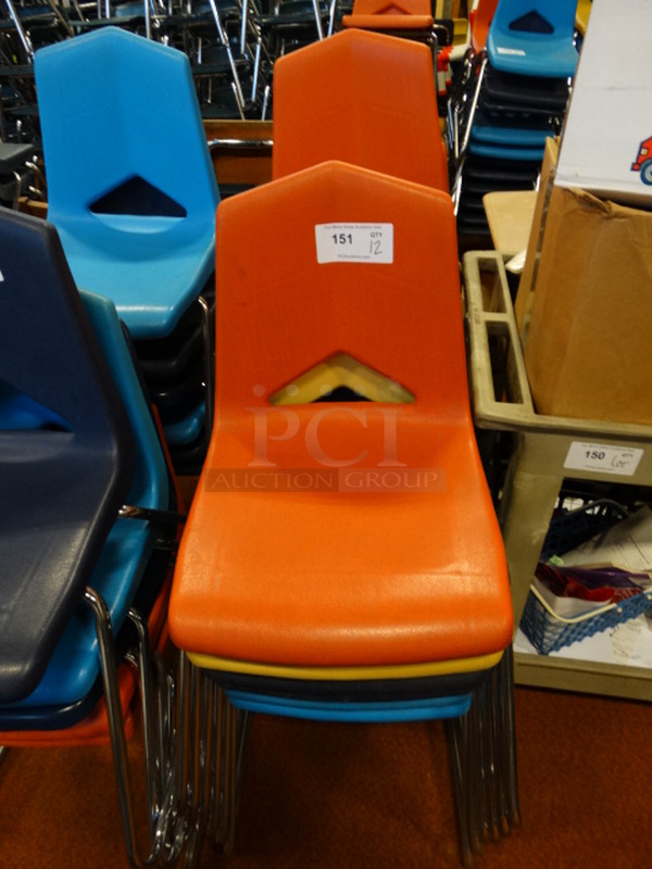 12 Poly Chairs on Metal Legs. 20x23x30. 12 Times Your Bid!