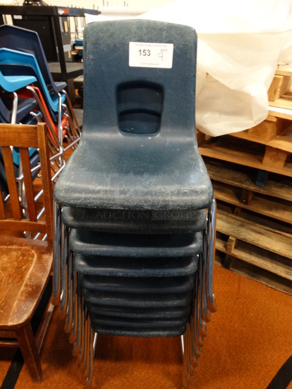 9 Poly Chairs on Metal Legs. 15x17x23. 9 Times Your Bid!