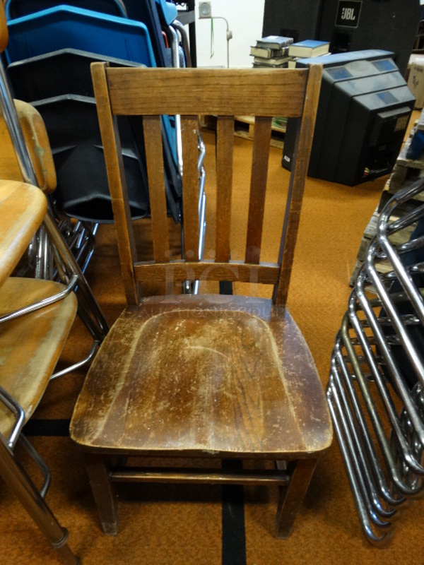 3 Various Wood Pattern Chairs. includes 17x16x32. 3 Times Your Bid! - Image 2 of 3