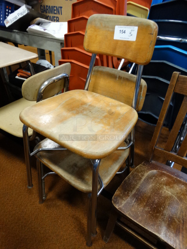 3 Various Wood Pattern Chairs. includes 17x16x32. 3 Times Your Bid! - Image 3 of 3