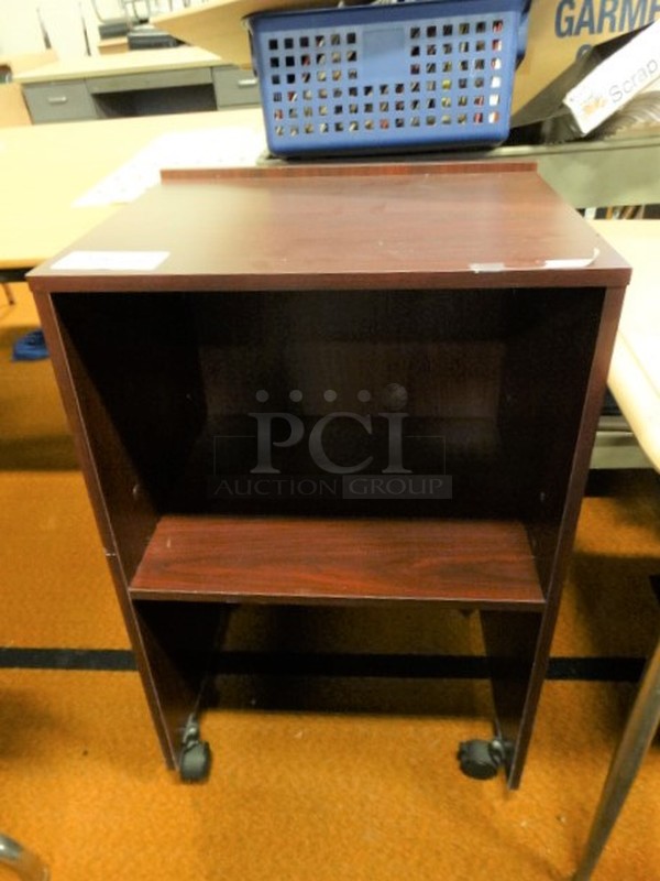 Wood Pattern Cart w/ Undershelf on Casters. 21.5x17.5x35 - Image 1 of 3