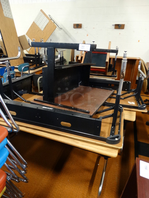 7 Various Wood Pattern Tables on Metal Legs. Includes 60x30x27. 7 Times Your Bid! - Image 1 of 3