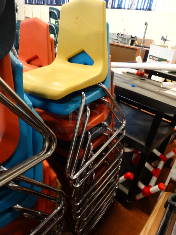 20 Various Poly Chairs on Metal Legs. Includes 17x21x28. 20 Times Your Bid! - Image 3 of 3