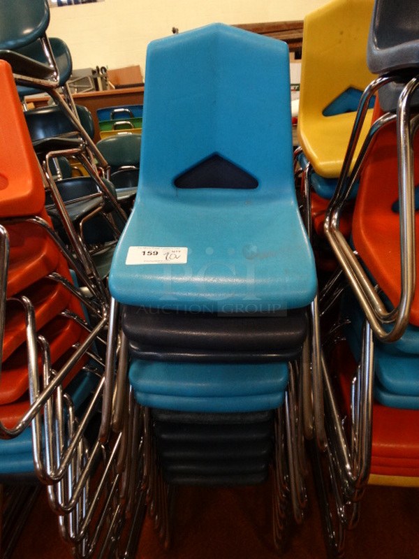 20 Various Poly Chairs on Metal Legs. Includes 17x21x28. 20 Times Your Bid!
