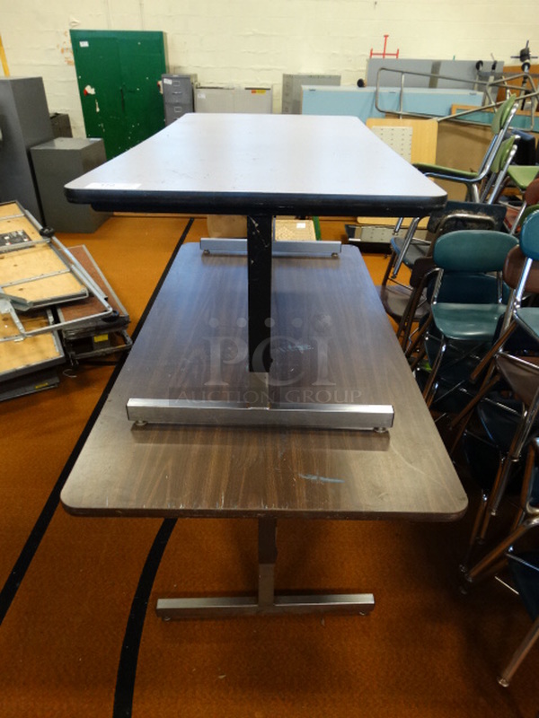 2 Tables on Metal Legs. 72x36x28, 60x30x25. 2 Times Your Bid!