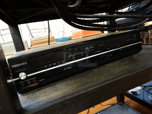 ALL ONE MONEY! Lot of VHS Player, Sony DVD VHS Player and Black AV Cart on Casters! Cart: 26x18x34 - Image 4 of 6