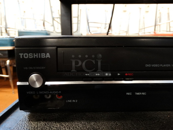 ALL ONE MONEY! Lot of VHS Player, Sony DVD VHS Player and Black AV Cart on Casters! Cart: 26x18x34 - Image 5 of 6