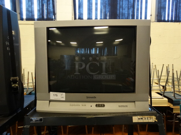ALL ONE MONEY! Lot of Panasonic TV, Panasonic DVD Player, Panasonic Desktop Editor, Comcast Box and Black 3 Tier AV Cart on Casters! Cart: 33x28x49 - Image 3 of 7