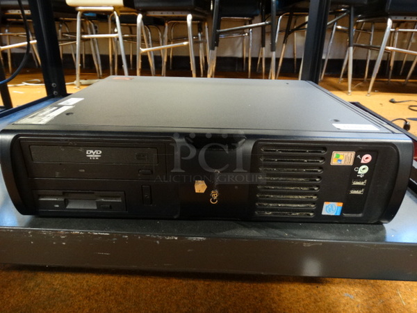 ALL ONE MONEY! Lot of Panasonic TV, Panasonic DVD Player, Panasonic Desktop Editor, Comcast Box and Black 3 Tier AV Cart on Casters! Cart: 33x28x49 - Image 6 of 7