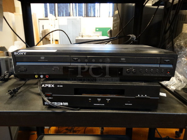 ALL ONE MONEY! Lot of Zenith Television, Sony VHS DVD Player, Apex VHS Player, Computer Tower, Keyboard and Metal 3 Tier AV Cart! Cart: 30.5x26x48.5 - Image 4 of 8