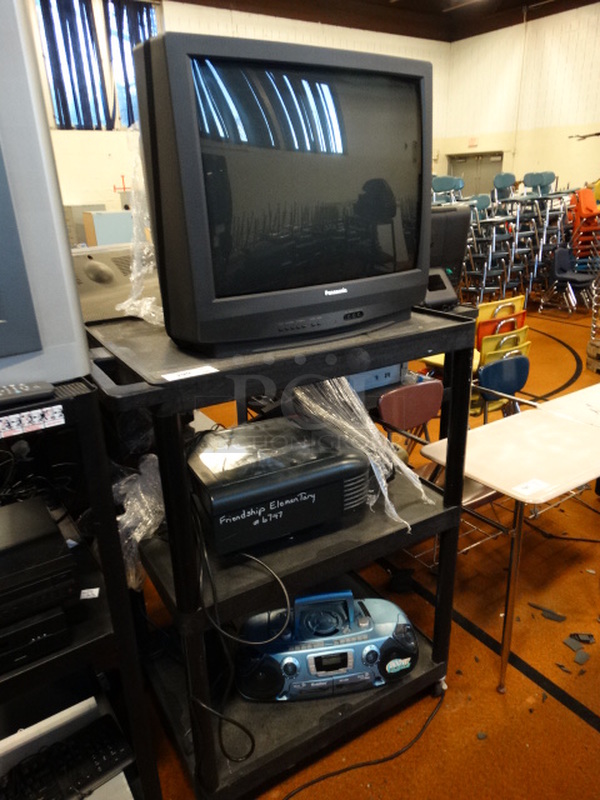 ALL ONE MONEY! Lot of Panasonic Television, Projector and Cassette Player and Metal 3 Tier AV Cart! Cart: 35x24x48.5 - Image 2 of 6