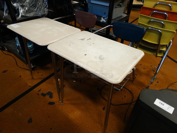 2 Student Desk w/ Attached Chair. 24.5x34x31. 2 Times Your Bid!