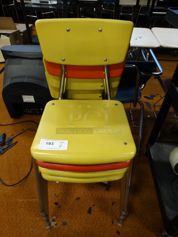 4 Chairs on Metal Legs. 18x20x30. 4 Times Your Bid!