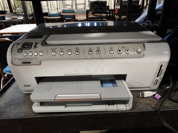 ALL ONE MONEY! Lot of TWO HP Computers, Projector, Printer, 2 Cassette Players and 3 Tier AV Cart! Cart 42x24x40 - Image 4 of 11