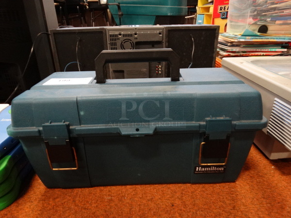 Hamilton Blue Poly Toolbox w/ Headphones. 20x10x9.5 - Image 1 of 5