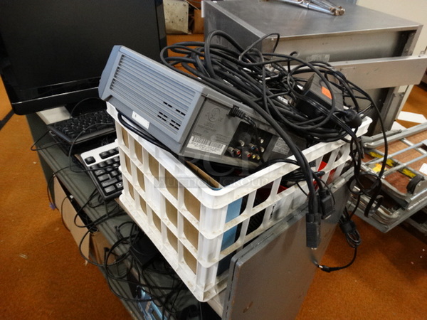 ALL ONE MONEY! Lot of 2 HP Computers, 5 Keyboards, Cassette Player and 3 Tier Cart on Casters! Cart: 47.5x15.5x35 - Image 2 of 7