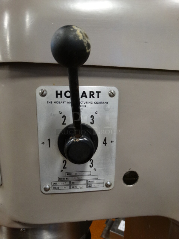 FANTASTIC! Hobart Model H 600 Metal Commercial Floor Style 60 Quart Planetary Mixer w/ Metal Mixing Bowl and Whisk Attachment. 208 Volts, 3 Phase. 27x35x56 - Image 3 of 9
