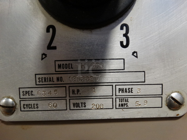 FANTASTIC! Hobart Model H 600 Metal Commercial Floor Style 60 Quart Planetary Mixer w/ Metal Mixing Bowl and Whisk Attachment. 208 Volts, 3 Phase. 27x35x56 - Image 8 of 9